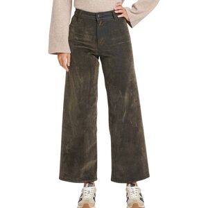 NWOT Universal Thread High Rise Flocked Sailor Wide Leg Ankle Jeans Green Sz 16